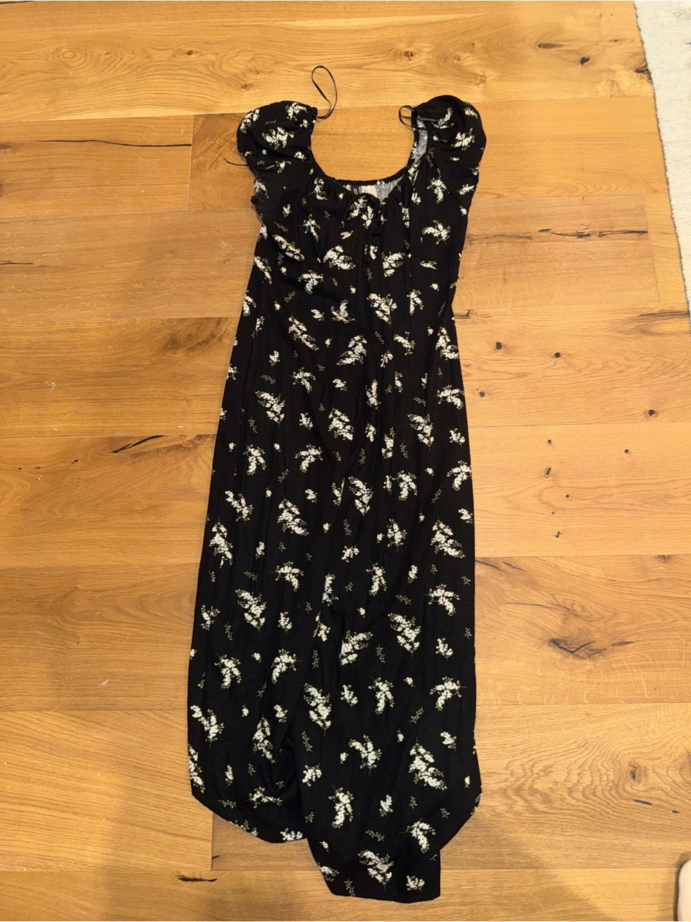 H&M Black Maxi Dress with White Floral Print